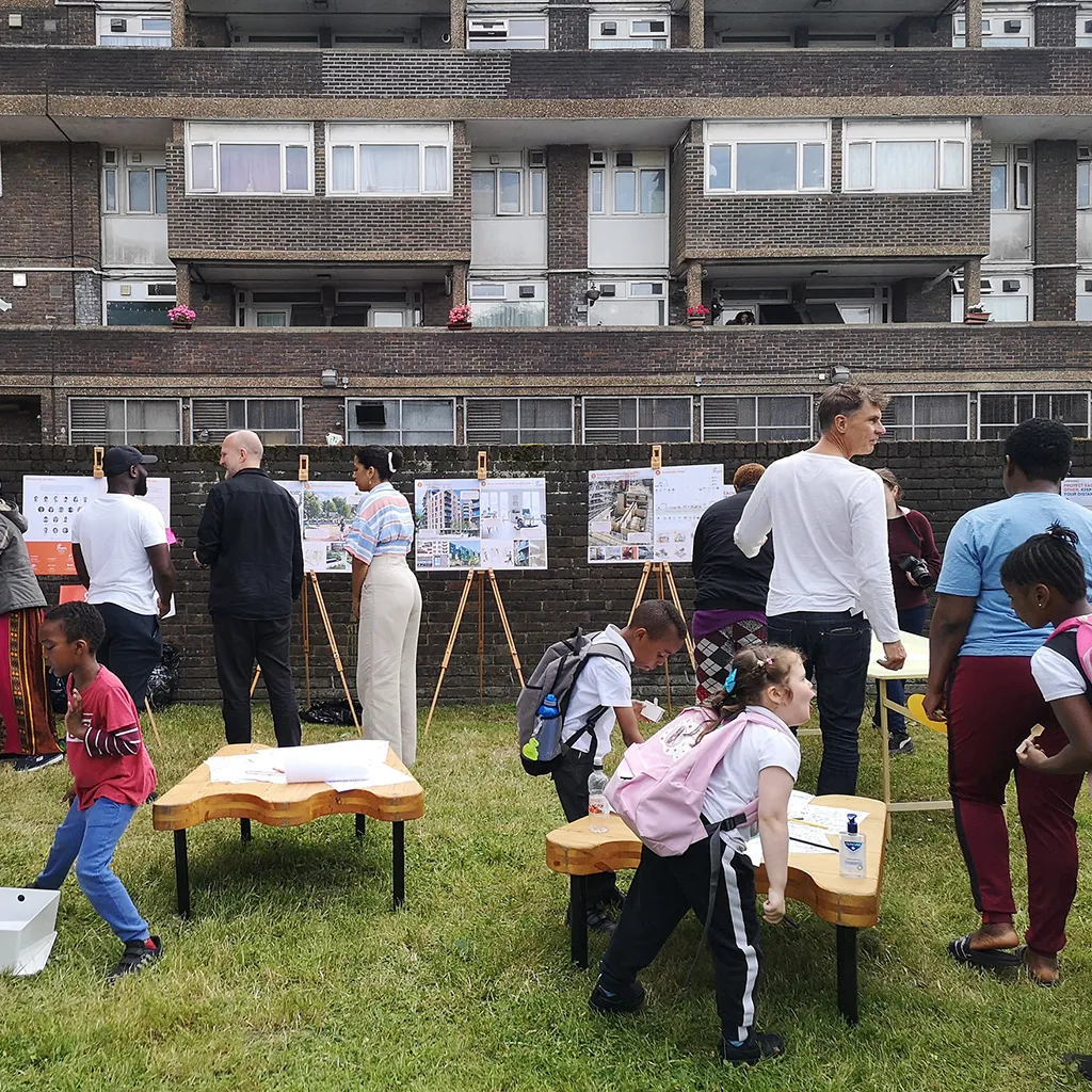 Tustin Estate, London Borough of Southwark for Bouygues UK and Southwark Council with dRMM, Adam Khan Architects, JA Projects, McCloy + Muchemwa, Exterior Architecture and Urban Symbiotics